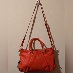MCM Orange Monogram Leather Two Way Bag Gorgeous Excellent Pre-owned Condition